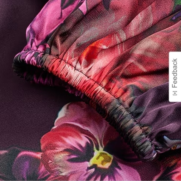 🎁Express Satin Floral One Shoulder Tie Waist Top size Small - Picture 6 of 7